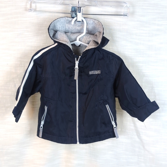 OshKosh B'gosh Other - Vintage Oshkosh 12M Navy Blue Full Zip Windbreaker Hooded Track Jacket Lined